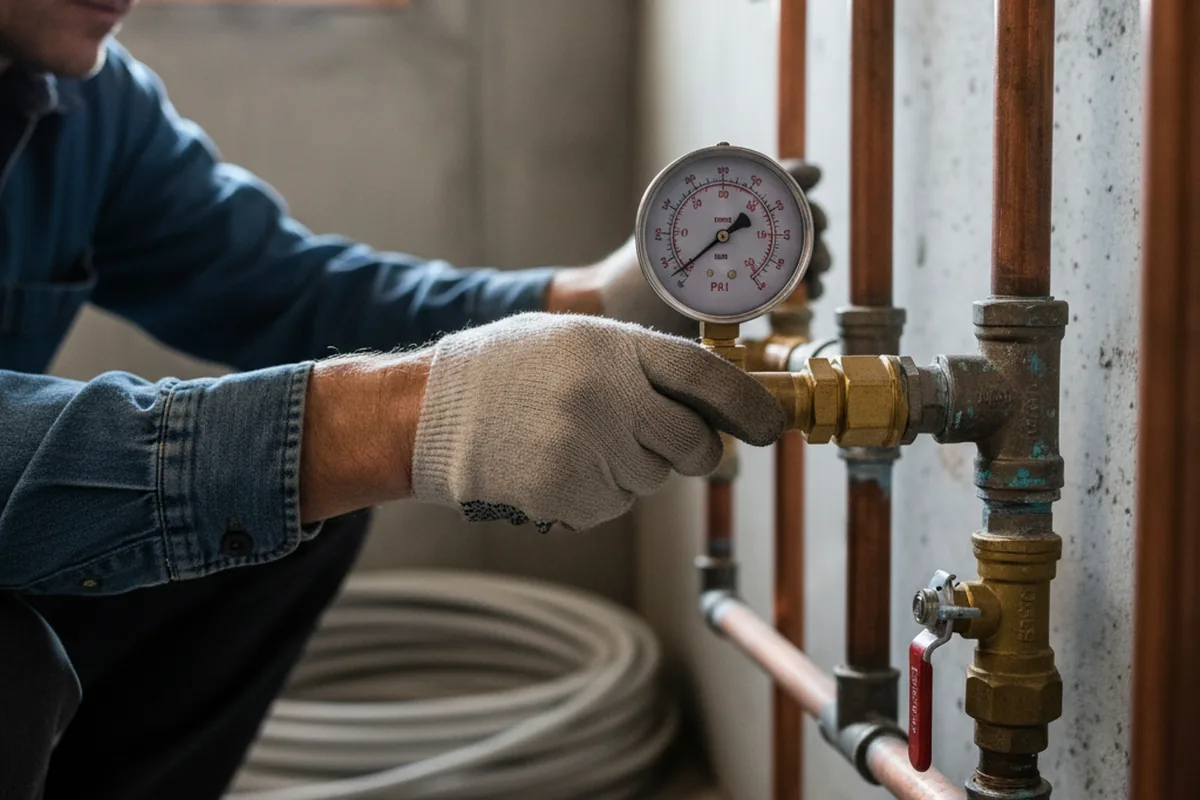 Pressure testing a repaired line during Water Line Repair in Wayzata
